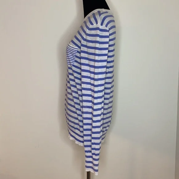 EQUIPMENT FEMME Wool Cashmere Blend Blue Striped Thin Sweater M - Picture 4 of 8